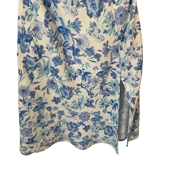 Lulus Serene Views Blue and White Floral Print Cutout Midi Dress Size Large - Picture 8 of 13